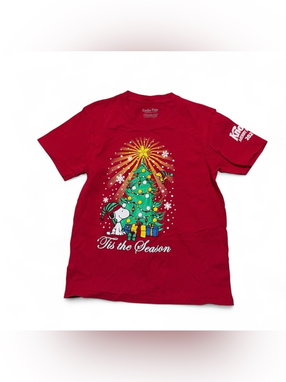 Peanuts Snoopy Knott's Merry Farm 2024 Red Graphic T-Shirt Youth Medium YM